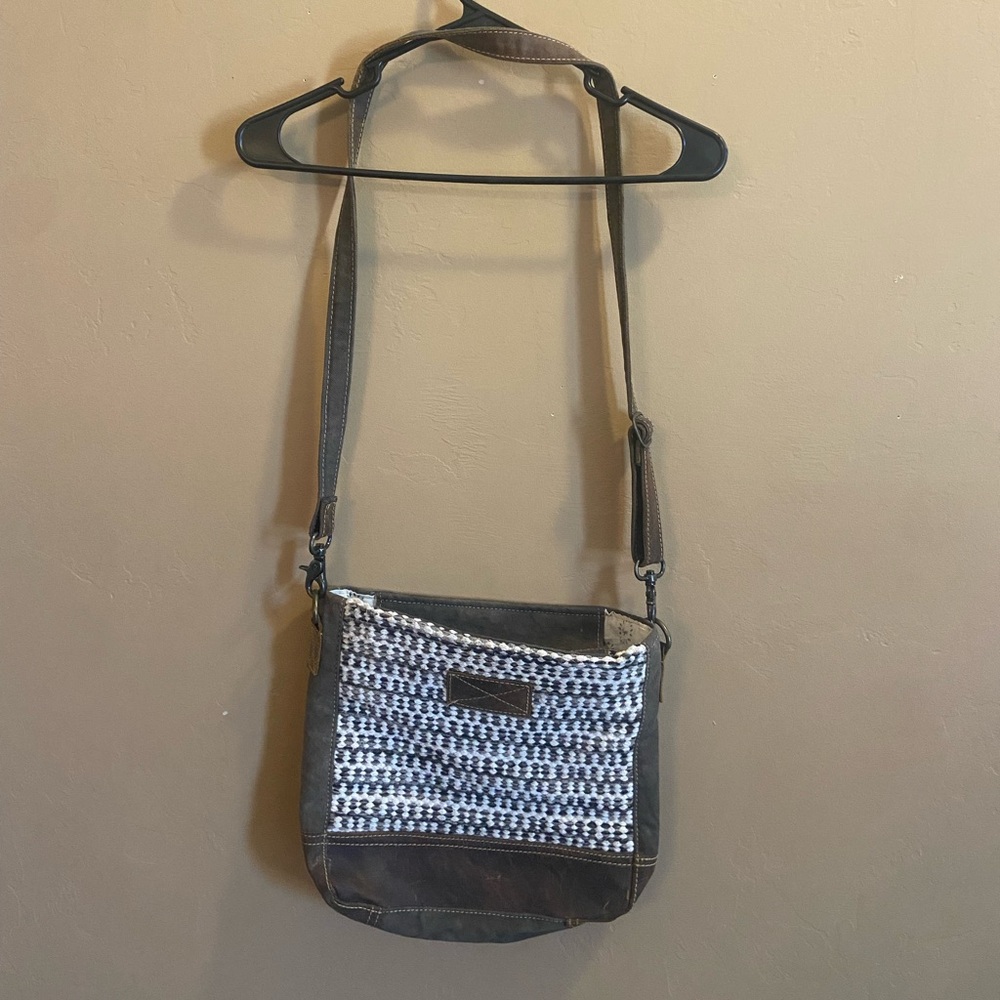 Elfin Cotton Leather Shoulder Bag S-2037 Myra Bags  crossbody